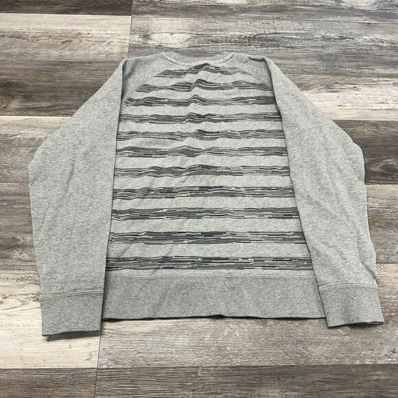 Nike Sportswear Heather Gray Striped Men XL Crew Swoosh Logo Pullover Sweatshirt - Picture 5 of 9